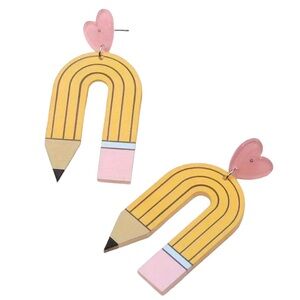 Acrylic Pencil School Drop Style Earrings
